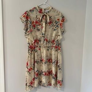 Red Valentino Floral Print Silk Crepe de Chine Mini Dress - Size 46